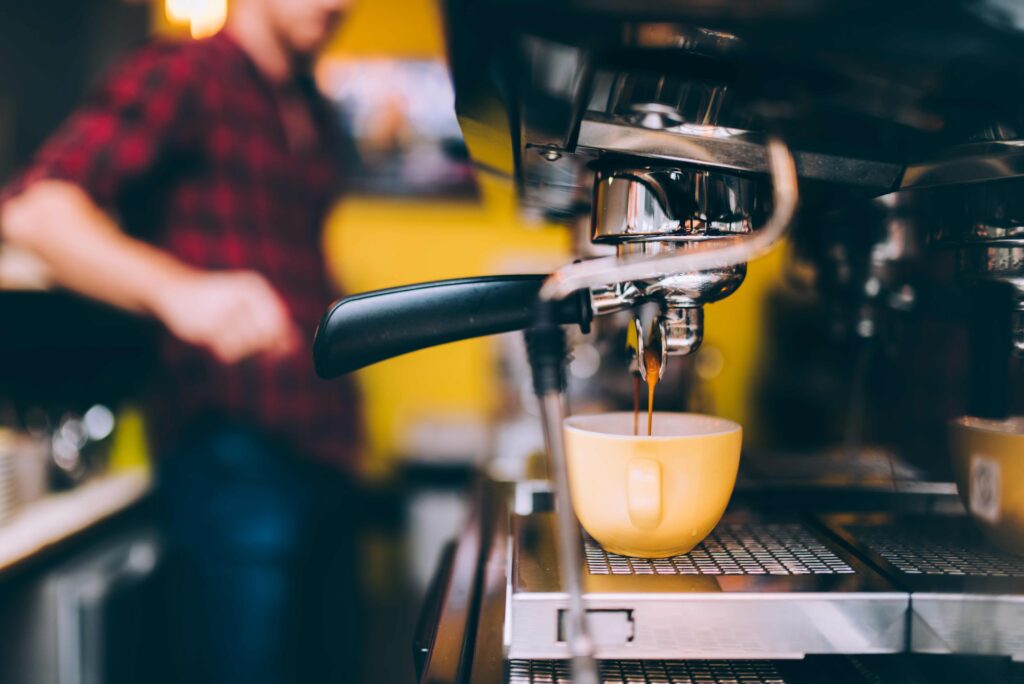 espresso machinery pouring freshly brewed coffee i 2021 08 26 15 28 00 utc