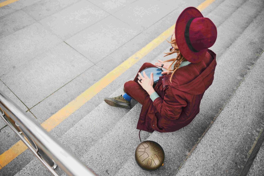 low angle photo of musician being in the street 2021 09 04 14 29 34 utc